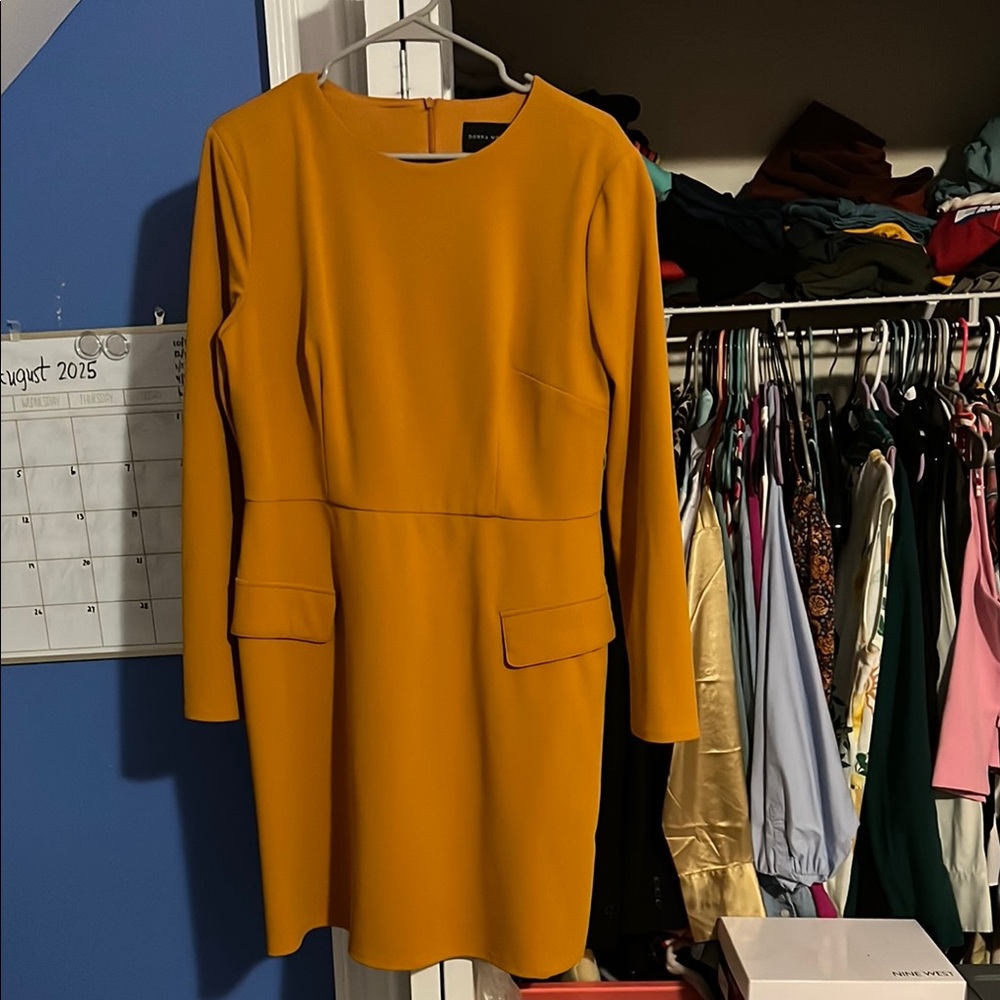 Donna Morgan Mustard Long Sleeve Dress